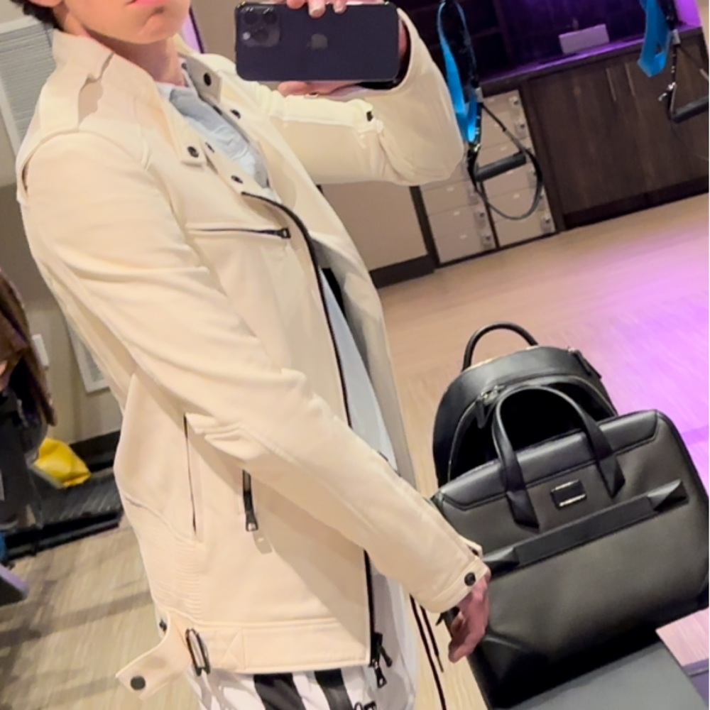 Balmain Single Rider Jacket: White, 44 - Picture 4 of 6